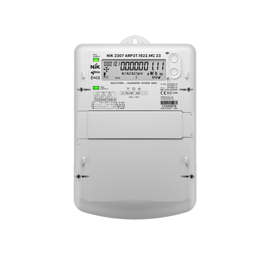 NIK 2307 прямого включення активної та реактивної енергії 5(120)А з GSM